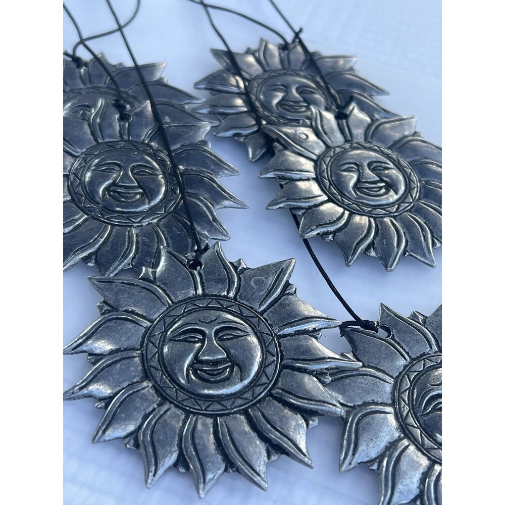 Vintage Spoontiques Celestial Sun Face Wind Chime 6 Suns Whimsigoth Boho Decor
